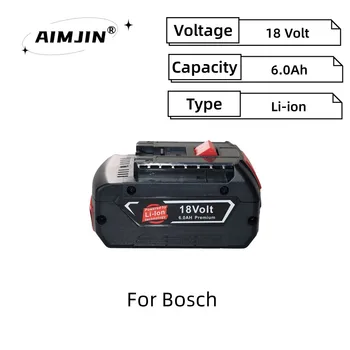 AimJin 10ah Акумулаторна литиево-йонна батерия за Bosch 18V 6.0 A Резервна батерия Преносима подмяна на BAT609 BAT609G 618