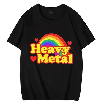 Забавна реколта тениска Heavy Metal Rainbow за мъже и жени, ежедневни градинска дрехи с къс ръкав от 100% памук тениска Унисекс Оверсайз