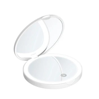 Огледало за презареждане с led подсветка, Удобен Компактен Джобен Тоалетка от неръждаема Стомана, 2-Едностранно Джобно Складное Огледало